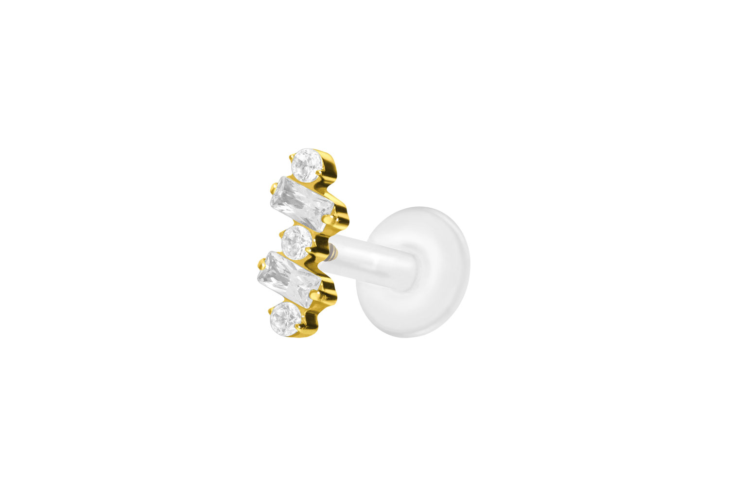 PTFE Labret Piercing mit Innengewinde + Titan-Aufsatz EINGEFASSTE KRISTALLE